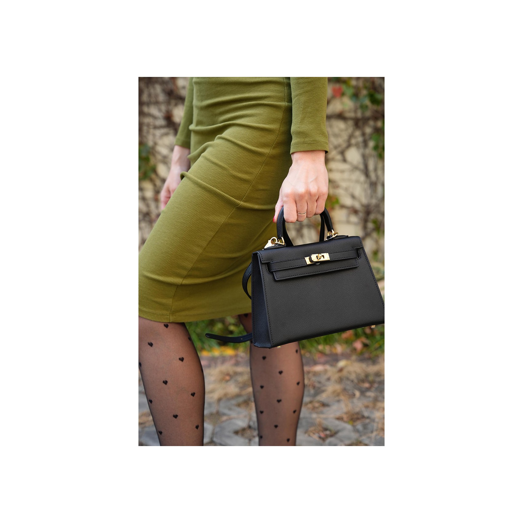 Женская кожаная сумка Kelly черная