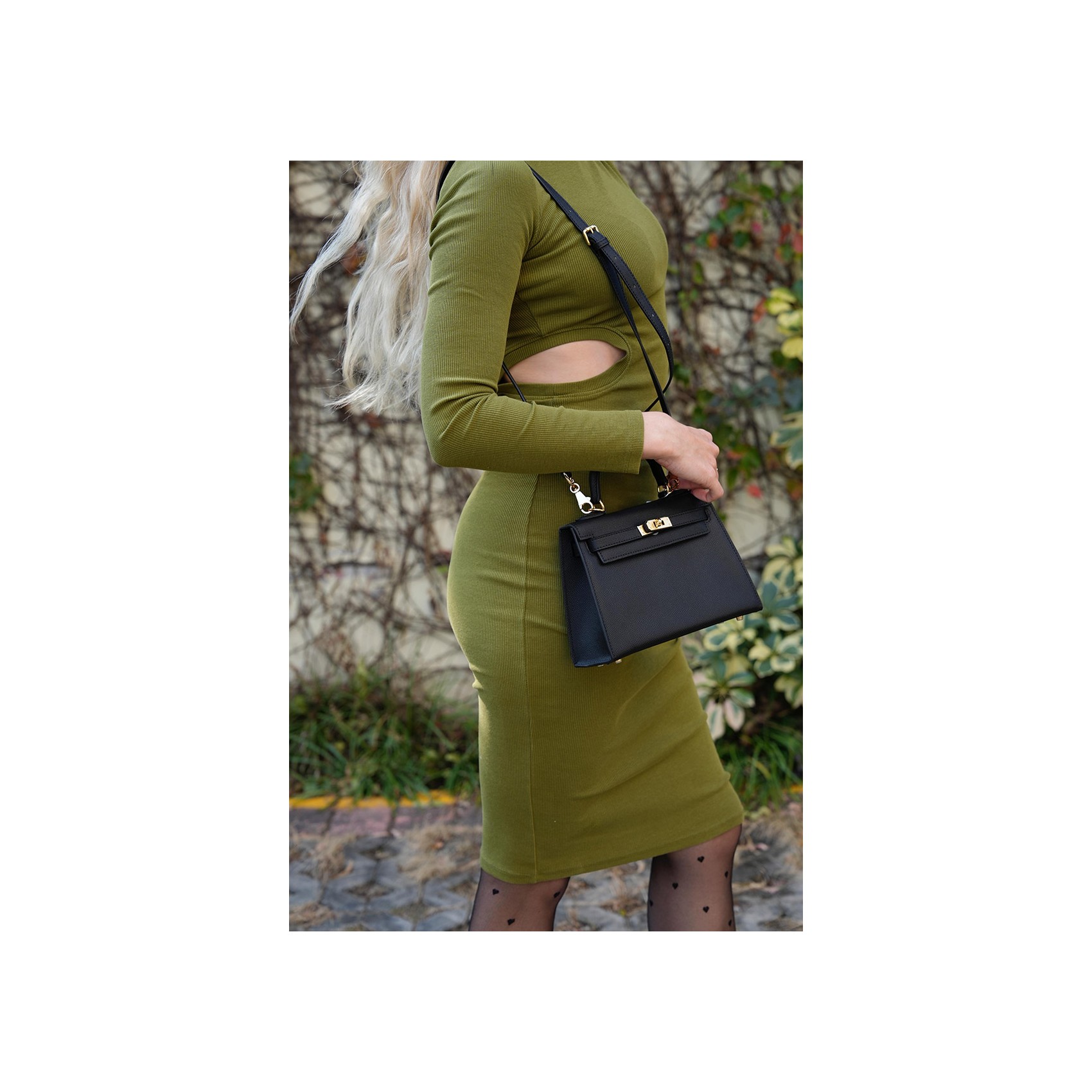 Женская кожаная сумка Kelly черная