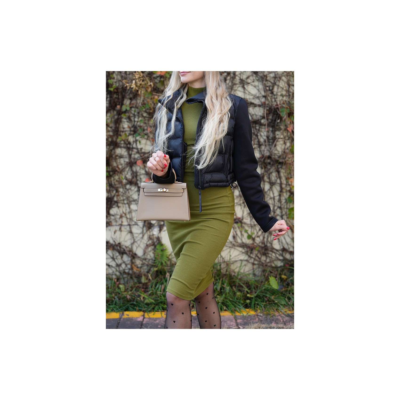 Жіноча шкіряна сумка Kelly сіро-бежева