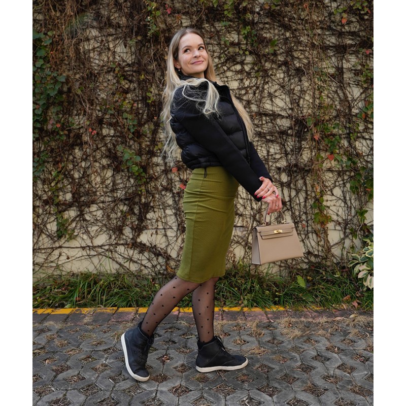 Жіноча шкіряна сумка Kelly сіро-бежева - 5 фото