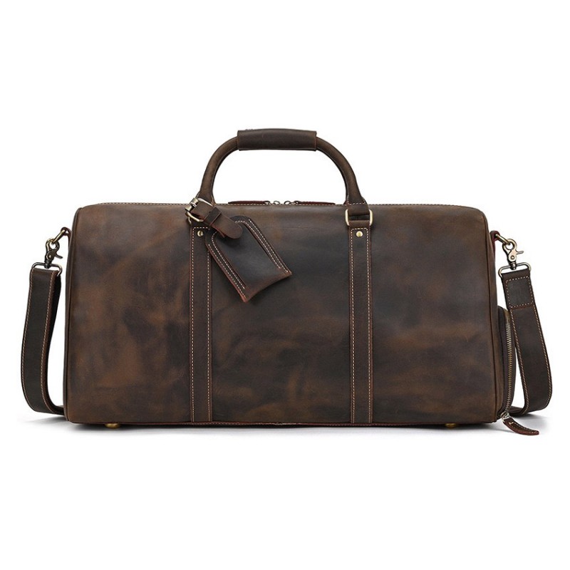 Мужская кожаная дорожная сумка Wilfred темно-коричневая - 1 фото