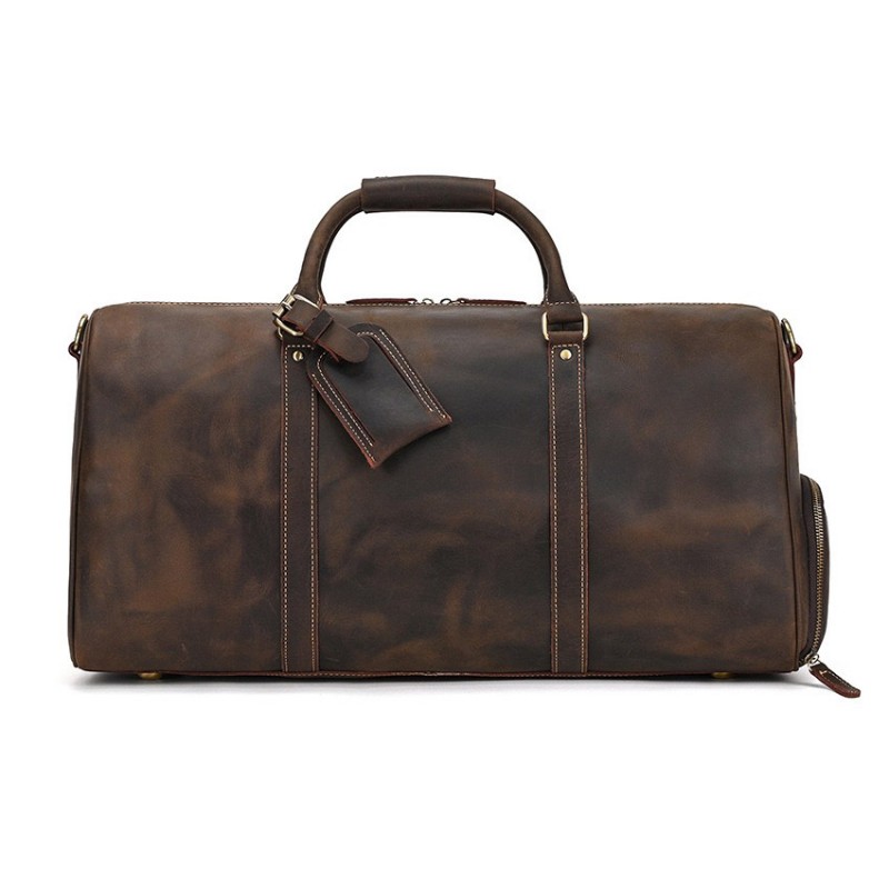 Мужская кожаная дорожная сумка Wilfred темно-коричневая - 2 фото