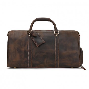 Чоловіча шкіряна дорожня сумка Wilfred темно-коричнева фото