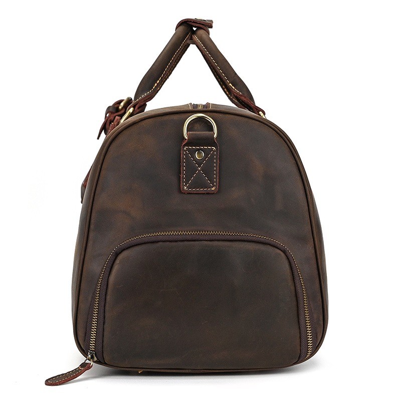 Мужская кожаная дорожная сумка Wilfred темно-коричневая - 5 фото