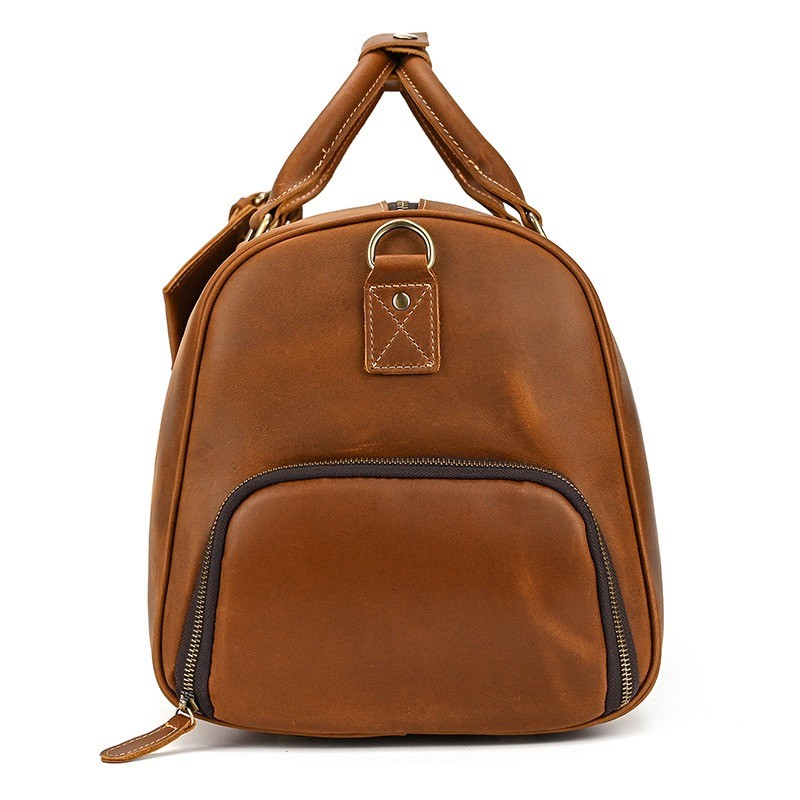 Мужская кожаная дорожная сумка Wilfred светло-коричневая - 6 фото