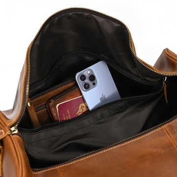 Чоловіча шкіряна дорожня сумка Wilfred світло-коричнева фото