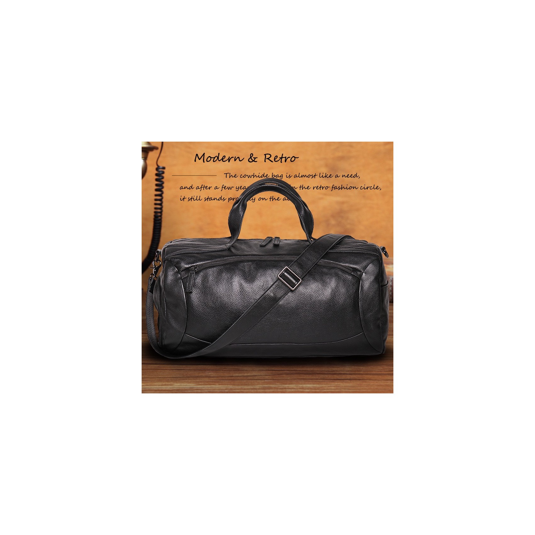 Чоловіча шкіряна дорожня сумка Arnold чорна