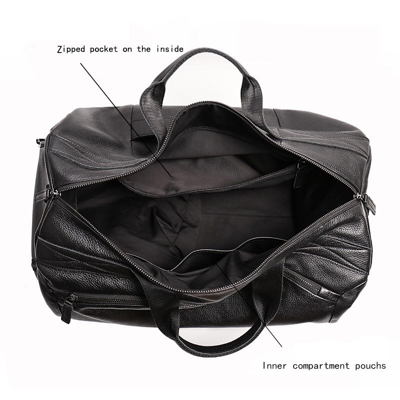 Мужская кожаная дорожная сумка Arnold черная - 7 фото