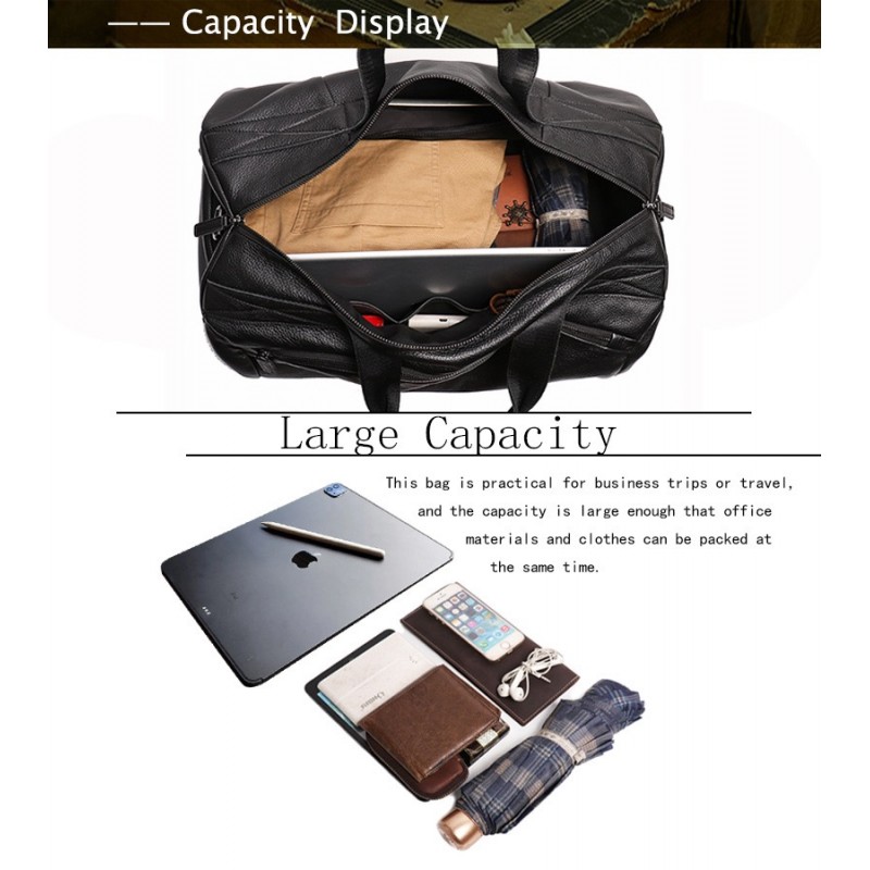 Мужская кожаная дорожная сумка Arnold черная - 8 фото