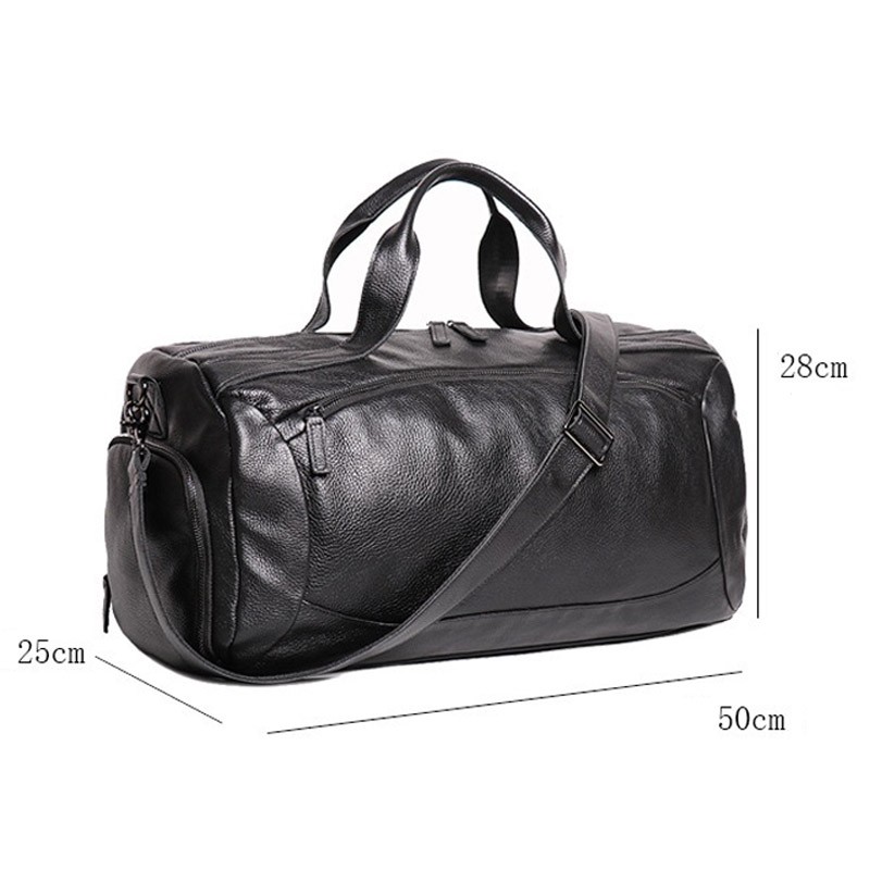 Мужская кожаная дорожная сумка Arnold черная - 5 фото