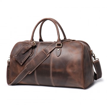 Чоловіча шкіряна дорожня сумка Clayton темно-коричнева фото