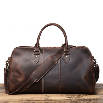 Чоловіча шкіряна дорожня сумка Clayton темно-коричнева фото