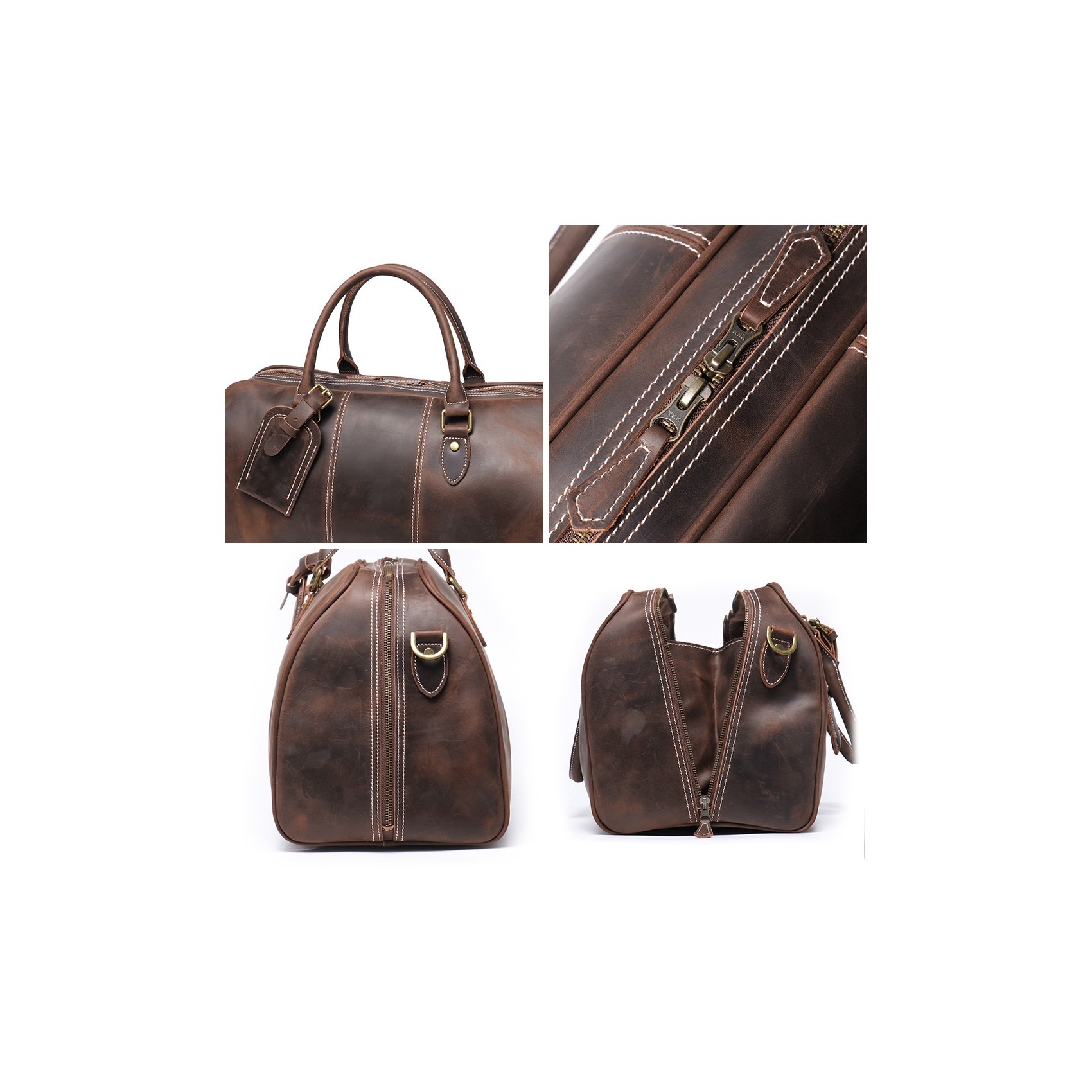 Чоловіча шкіряна дорожня сумка Clayton темно-коричнева