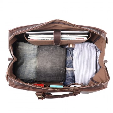 Чоловіча шкіряна дорожня сумка Clayton темно-коричнева фото