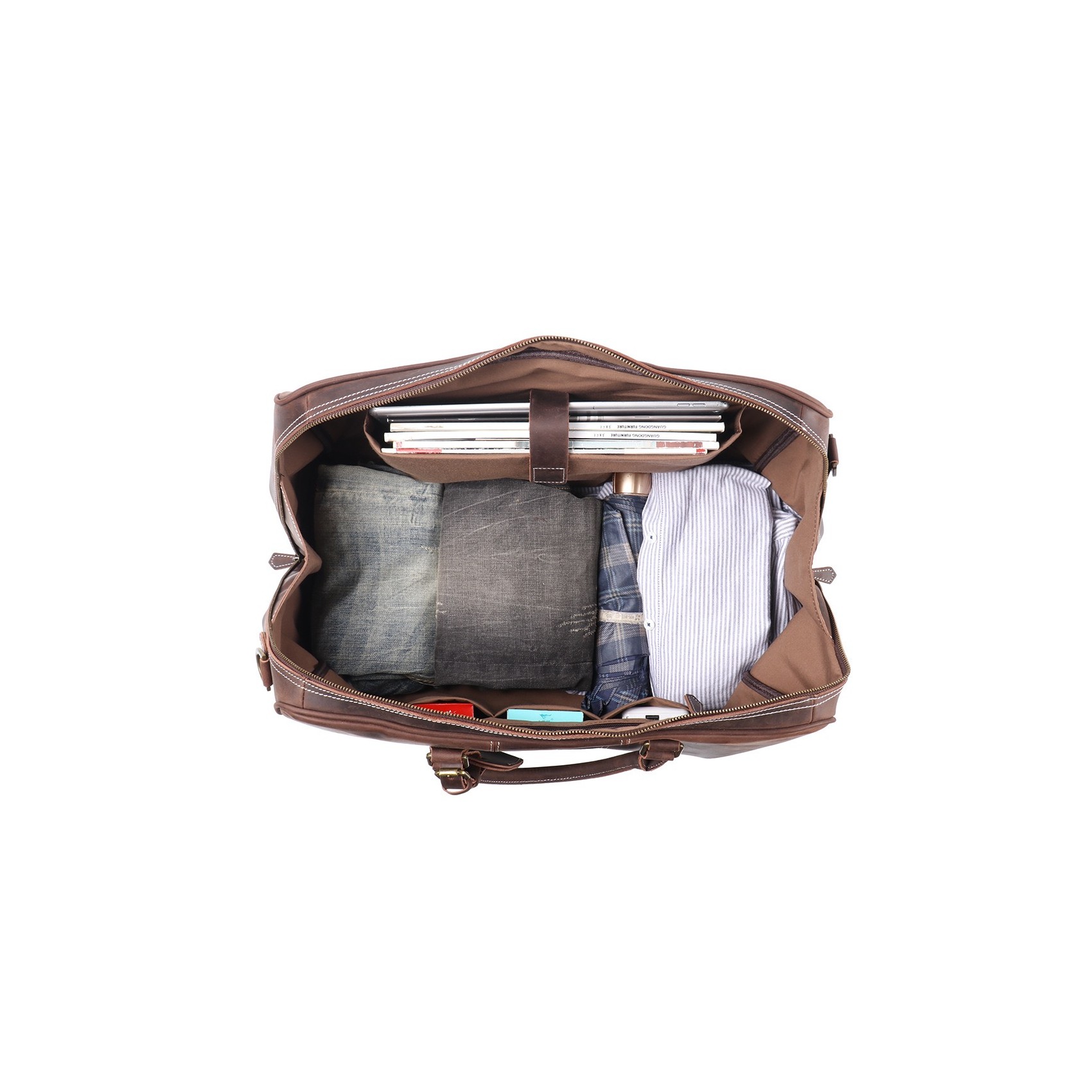 Мужская кожаная дорожная сумка Clayton темно-коричневая