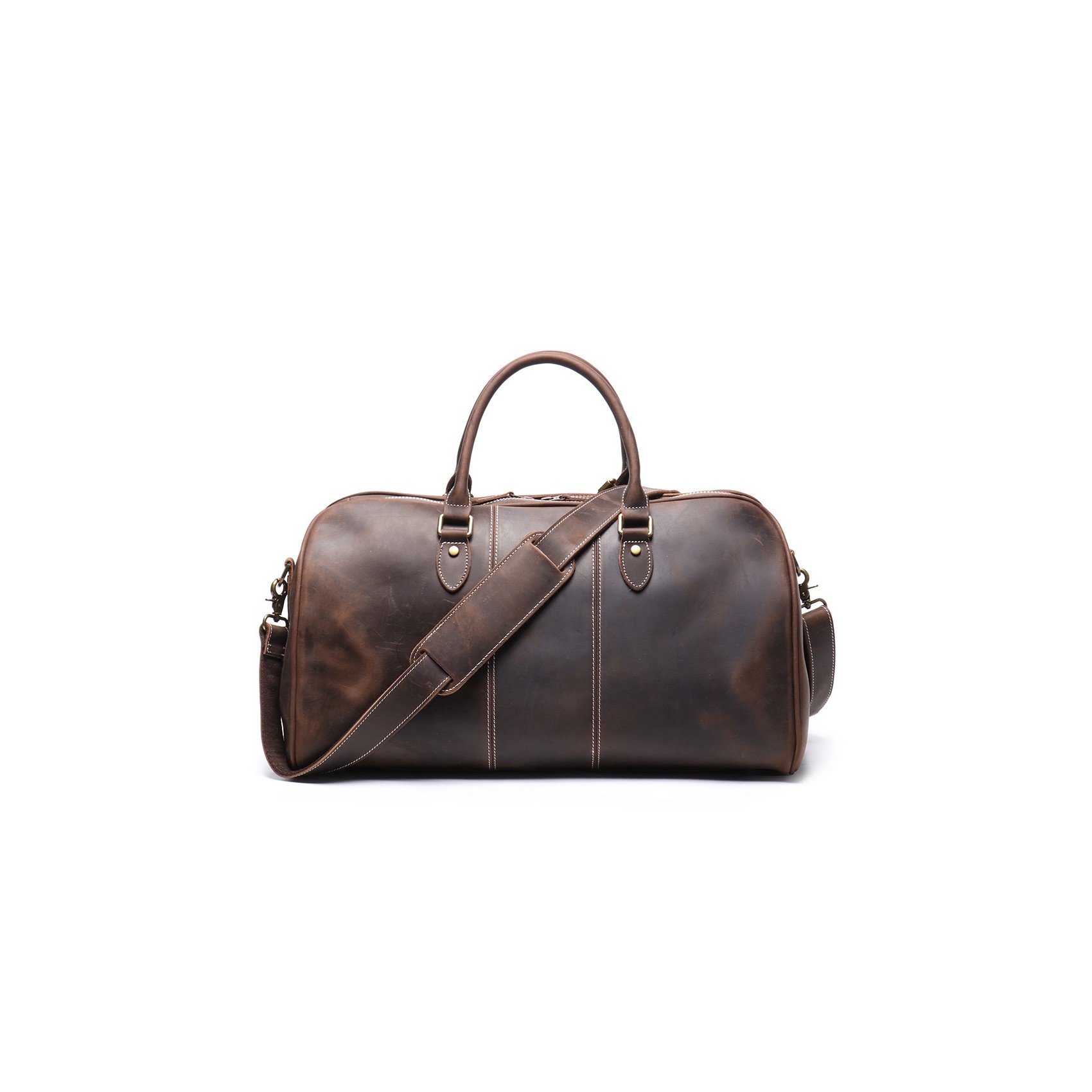 Чоловіча шкіряна дорожня сумка Clayton темно-коричнева
