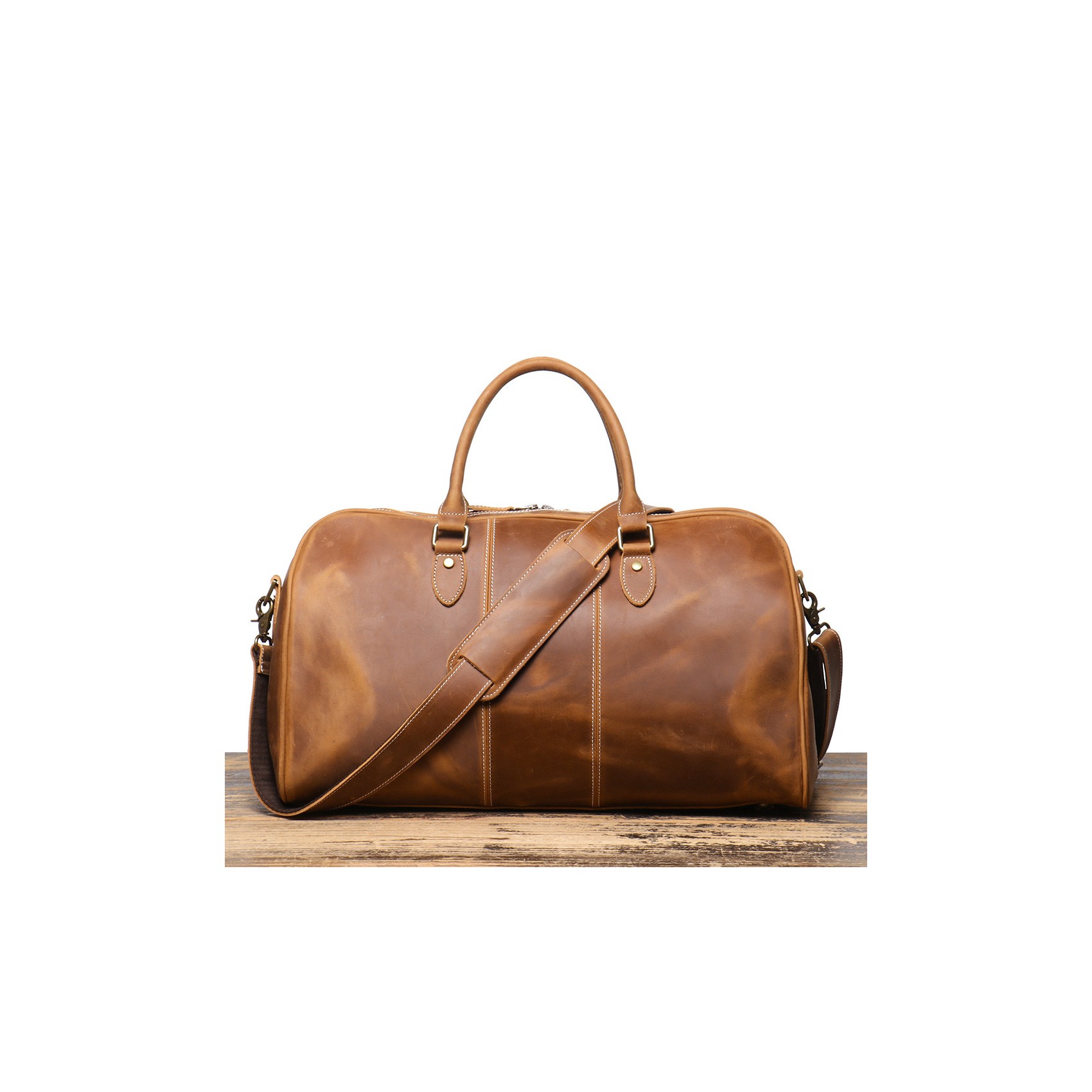 Чоловіча шкіряна дорожня сумка Clayton світло-коричнева