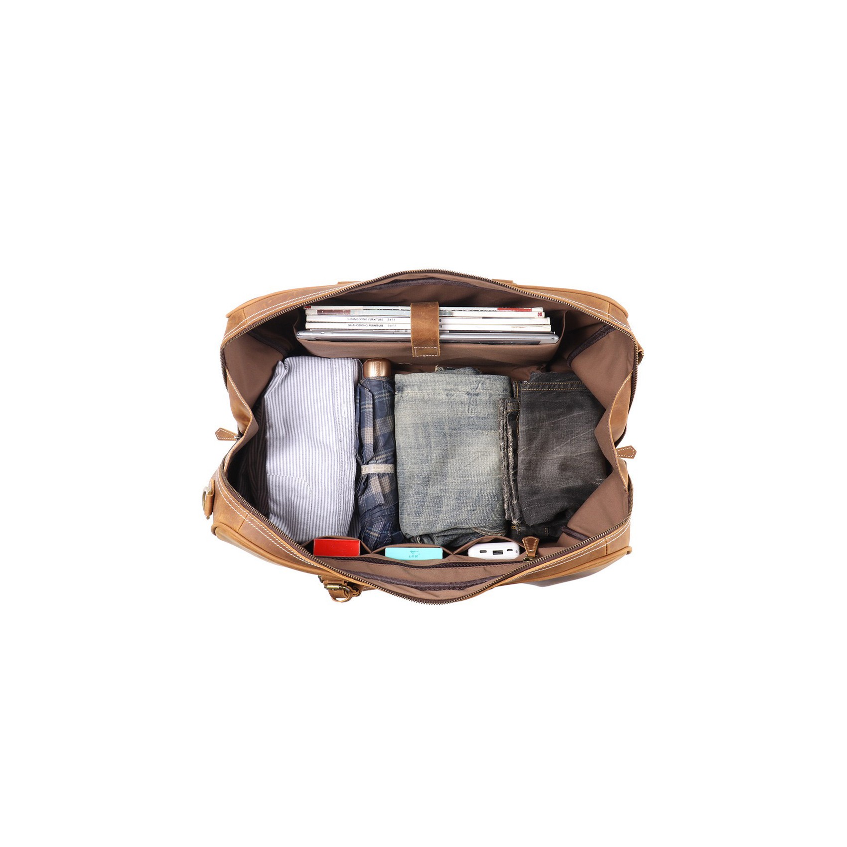 Мужская кожаная дорожная сумка Clayton светло-коричневая