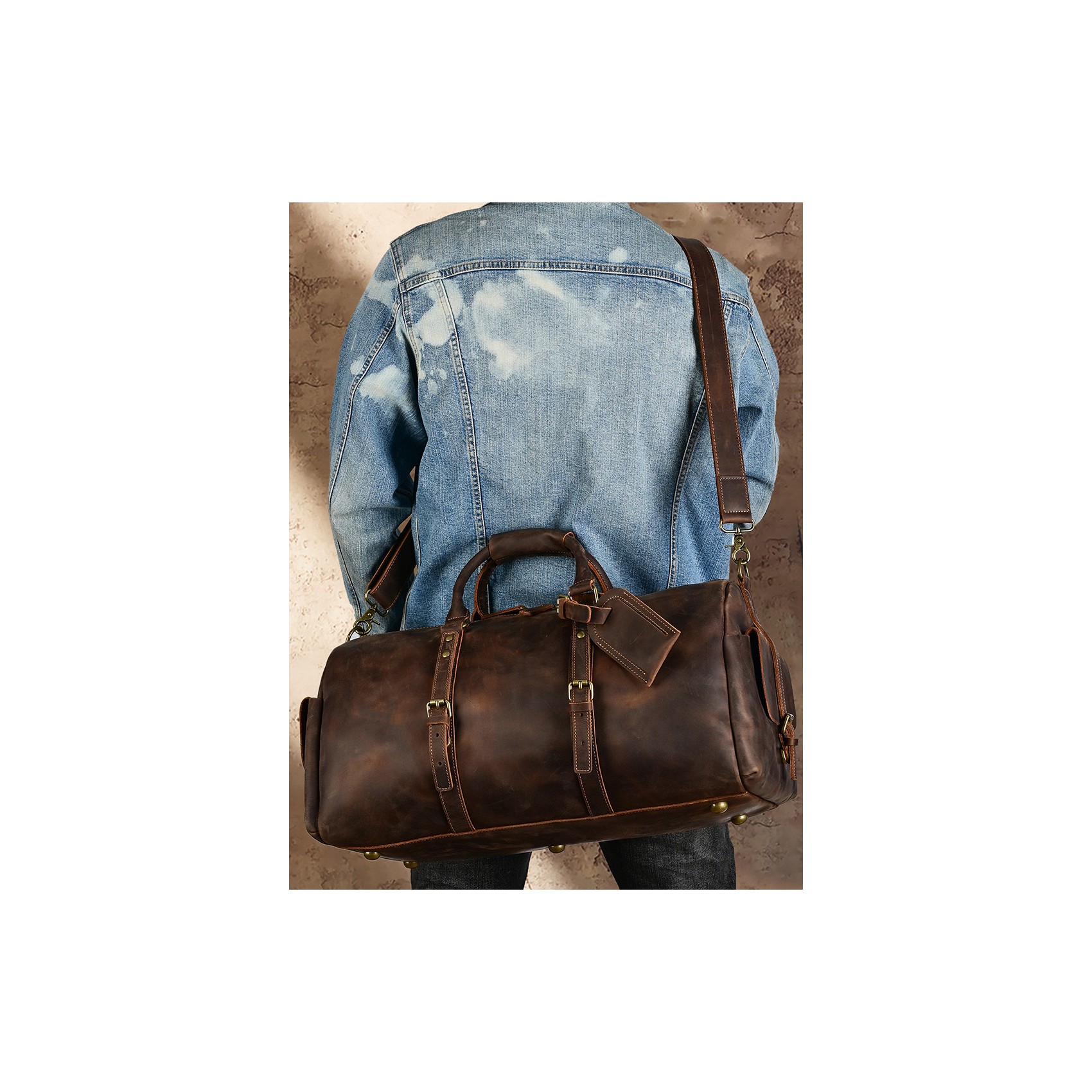 Чоловіча шкіряна дорожня сумка Lydford темно-коричнева