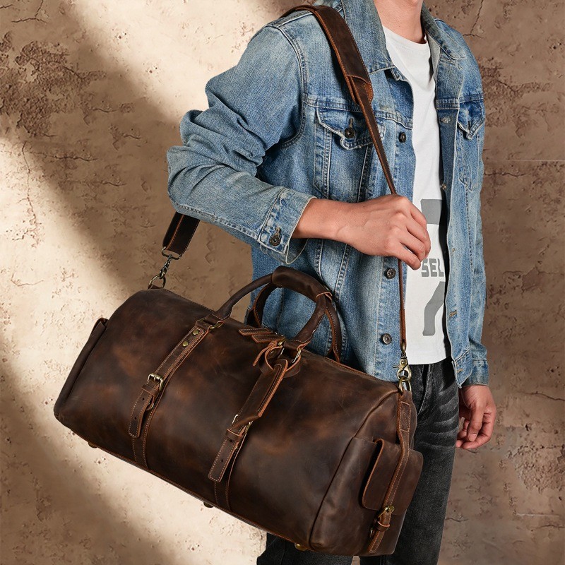 Мужская кожаная дорожная сумка Lydford темно-коричневая - 5 фото