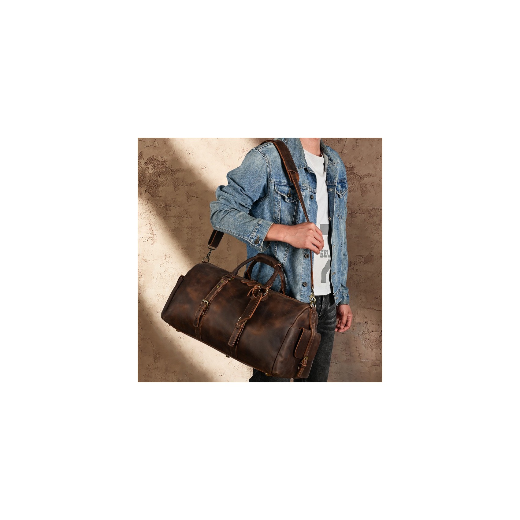 Мужская кожаная дорожная сумка Lydford темно-коричневая