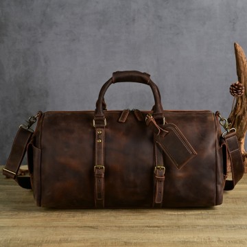 Чоловіча шкіряна дорожня сумка Lydford темно-коричнева фото