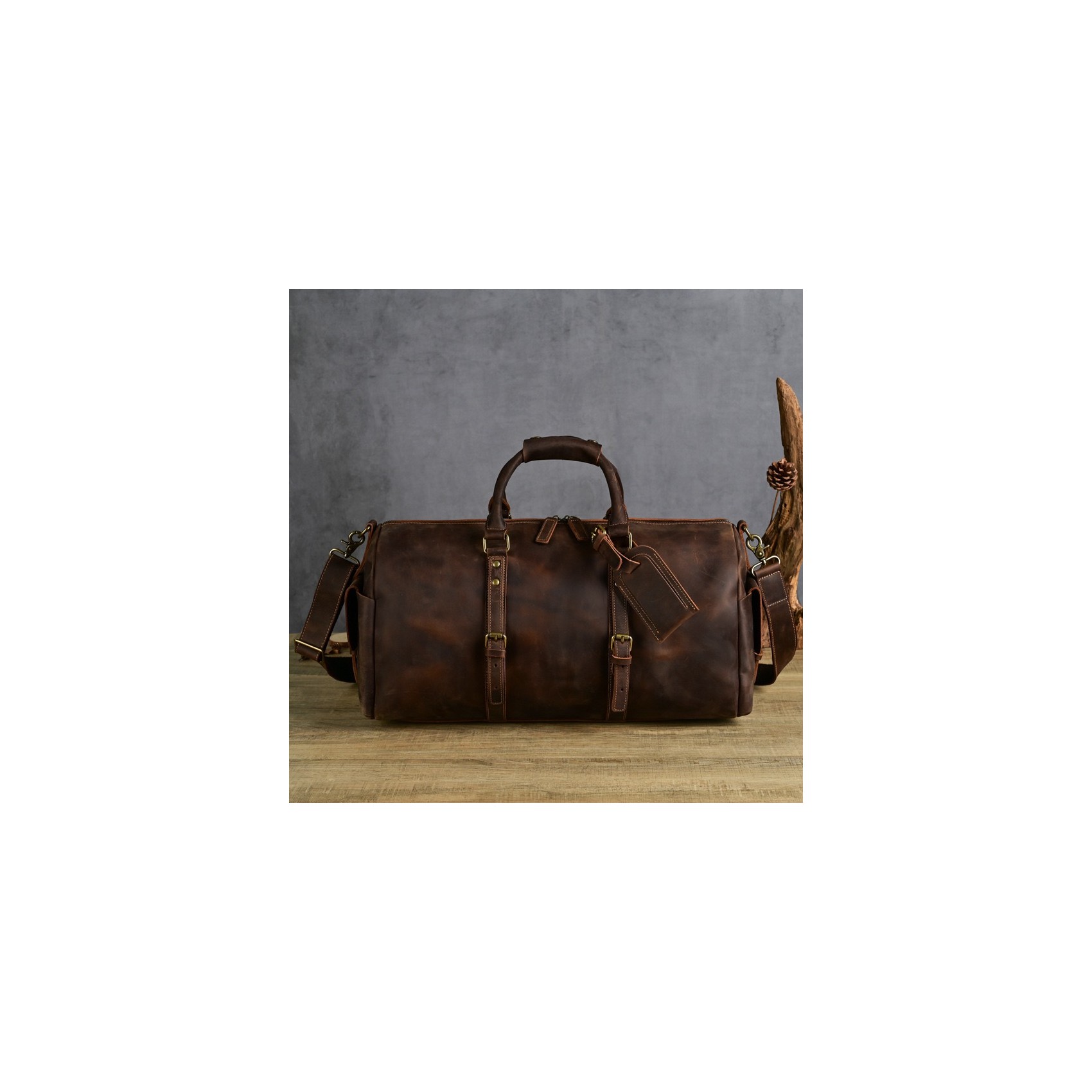 Чоловіча шкіряна дорожня сумка Lydford темно-коричнева