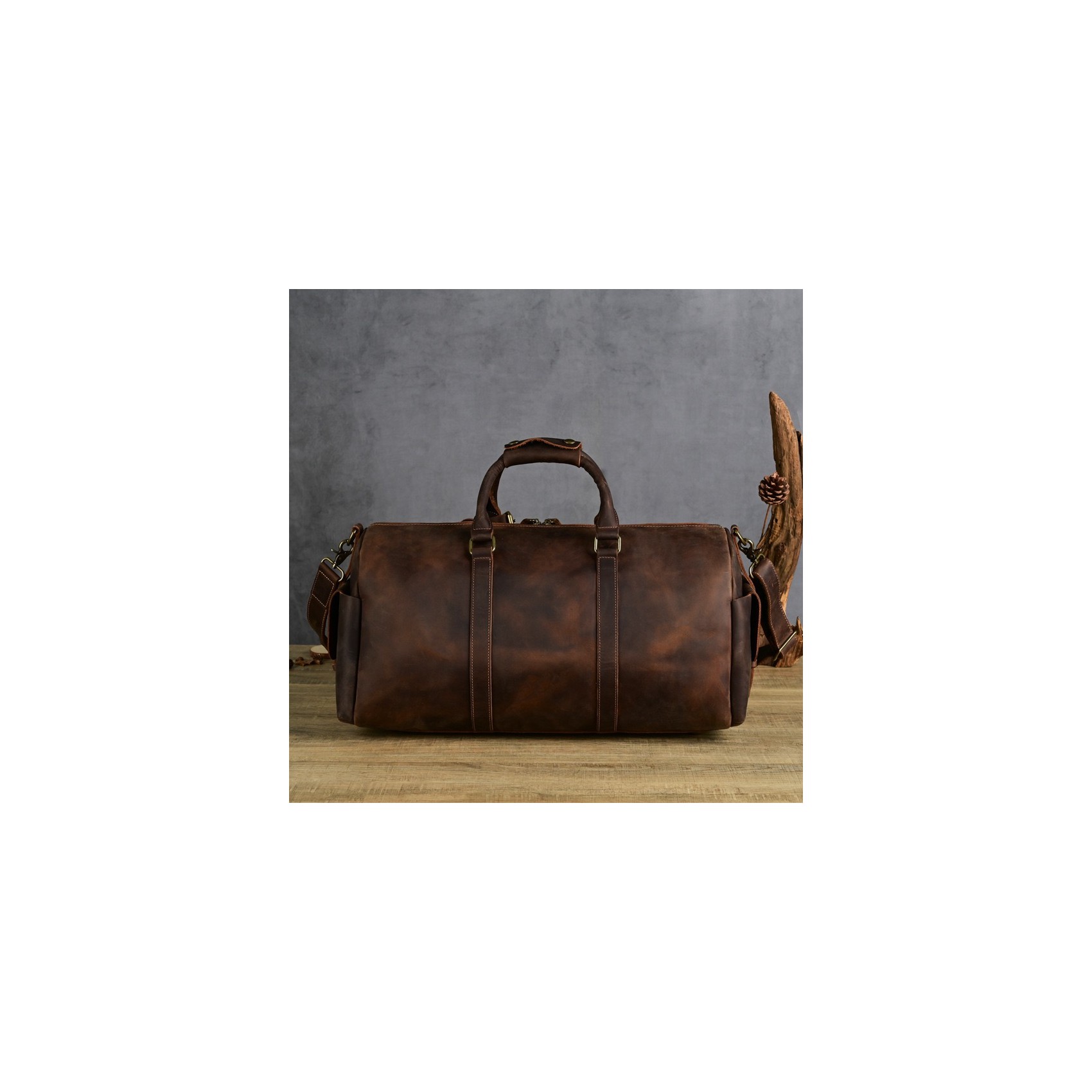 Чоловіча шкіряна дорожня сумка Lydford темно-коричнева