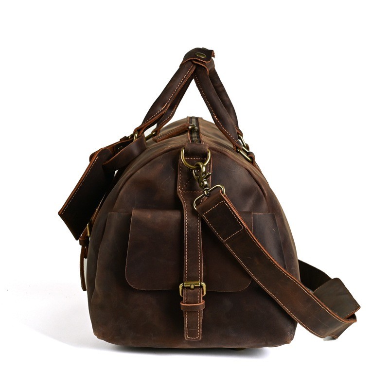 Мужская кожаная дорожная сумка Lydford темно-коричневая - 7 фото