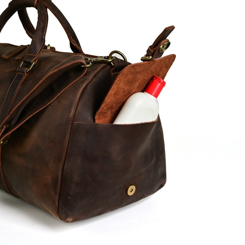 Чоловіча шкіряна дорожня сумка Lydford темно-коричнева - 15 фото