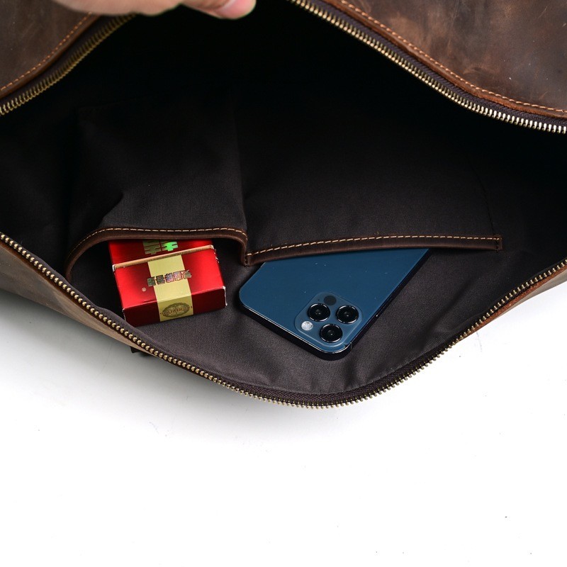 Мужская кожаная дорожная сумка Lydford темно-коричневая - 17 фото