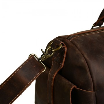 Чоловіча шкіряна дорожня сумка Lydford темно-коричнева фото
