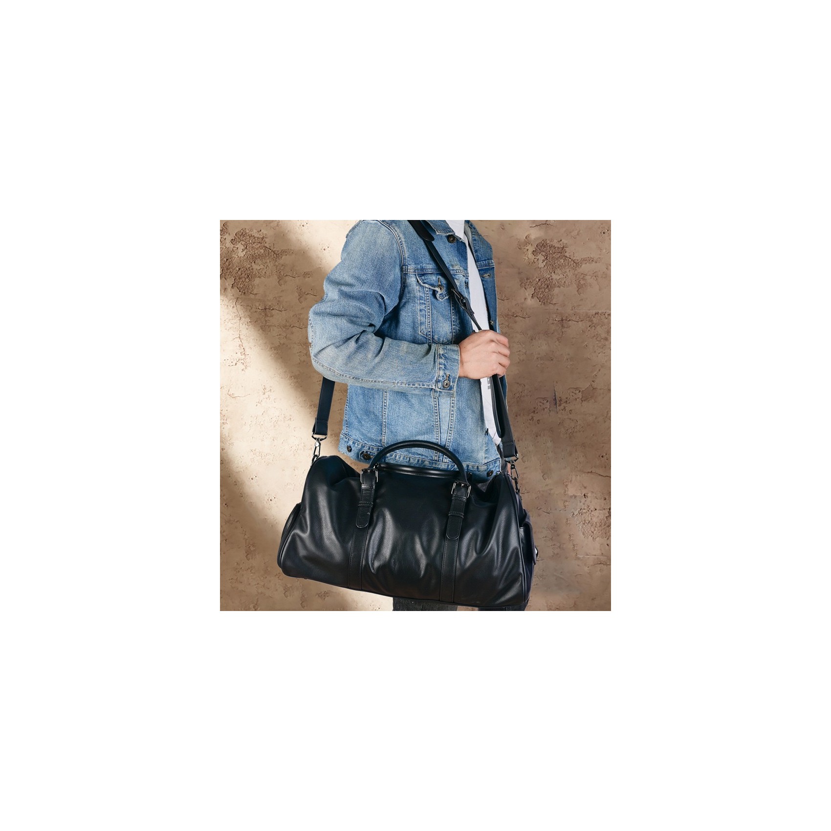 Мужская кожаная дорожная сумка Gerald черная