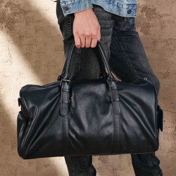 Чоловіча шкіряна дорожня сумка Gerald чорна фото