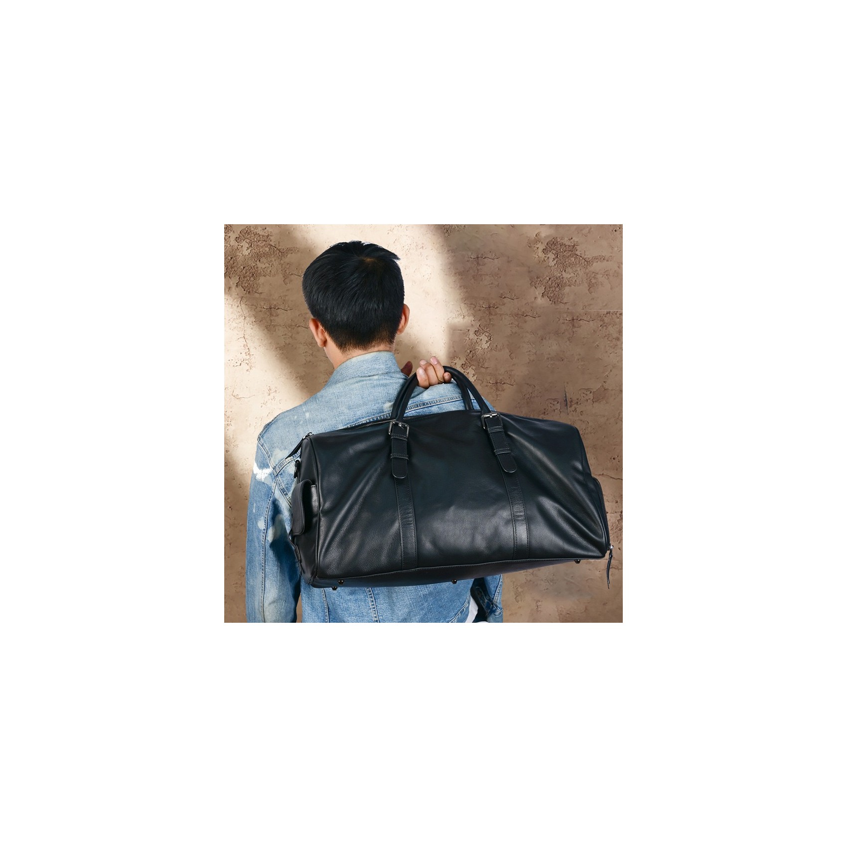 Мужская кожаная дорожная сумка Gerald черная