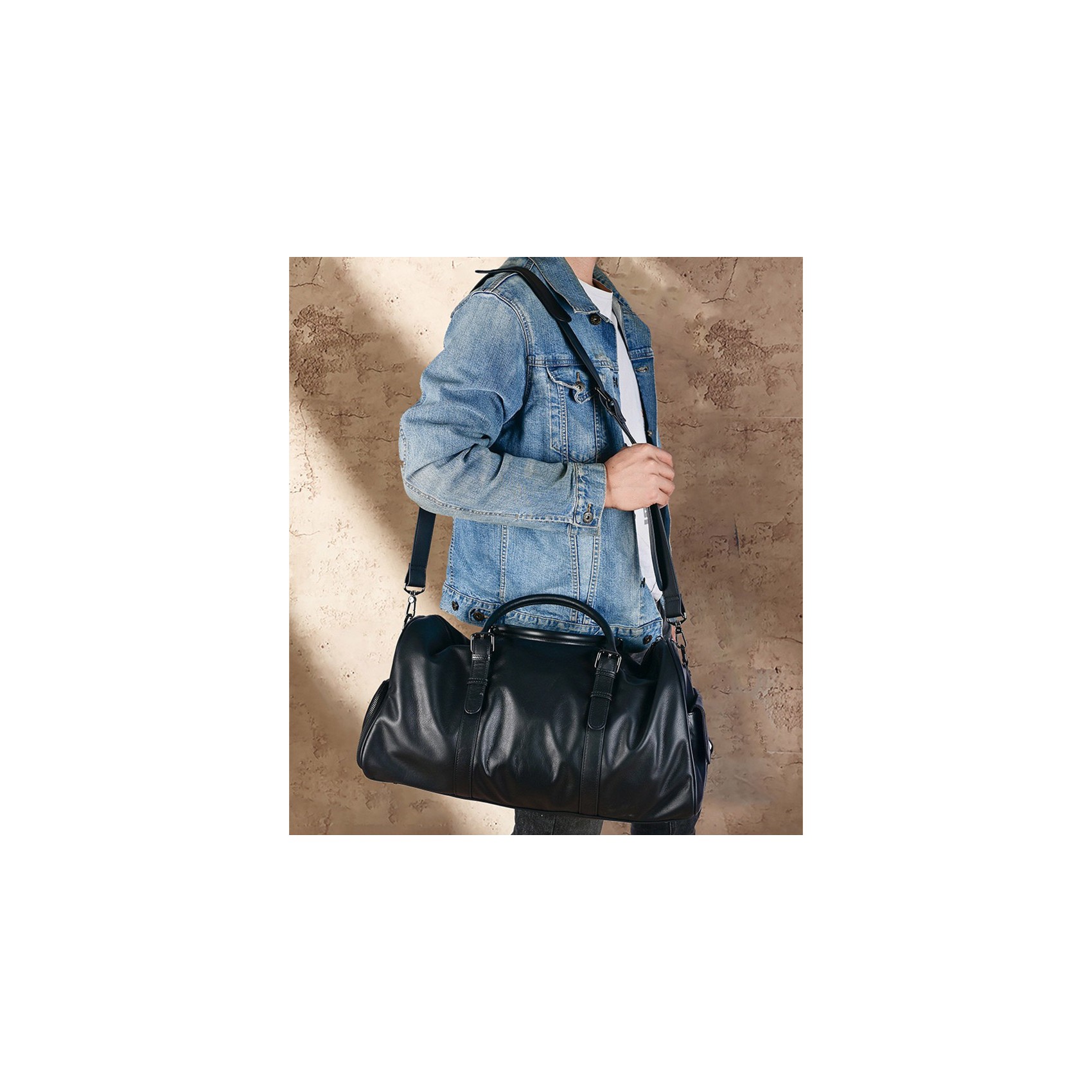 Мужская кожаная дорожная сумка Gerald черная