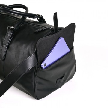 Мужская кожаная дорожная сумка Gerald черная фото