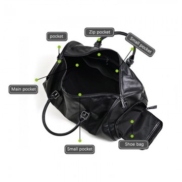 Чоловіча шкіряна дорожня сумка Gerald чорна фото