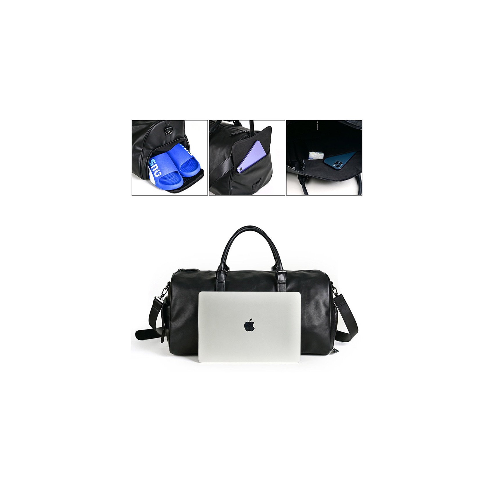 Мужская кожаная дорожная сумка Gerald черная