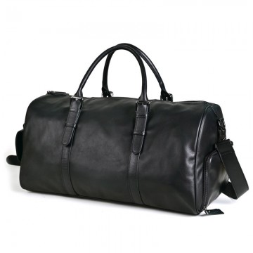 Мужская кожаная дорожная сумка Gerald черная фото