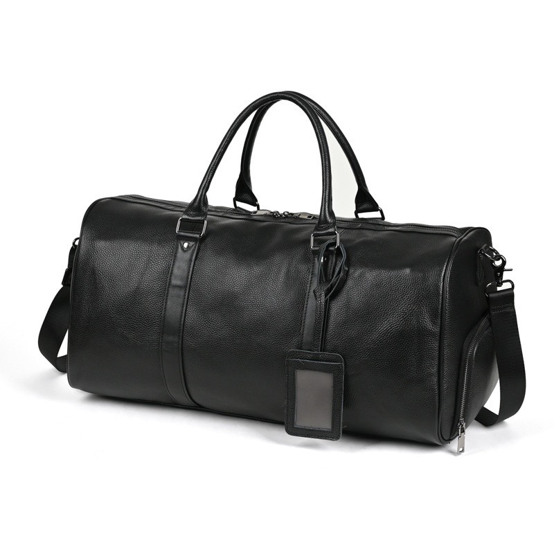 Мужская кожаная дорожная сумка Charles черная