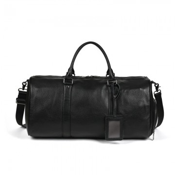 Чоловіча шкіряна дорожня сумка Charles чорна фото