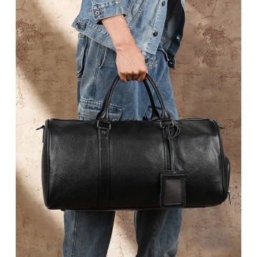 Мужская кожаная дорожная сумка Charles черная фото