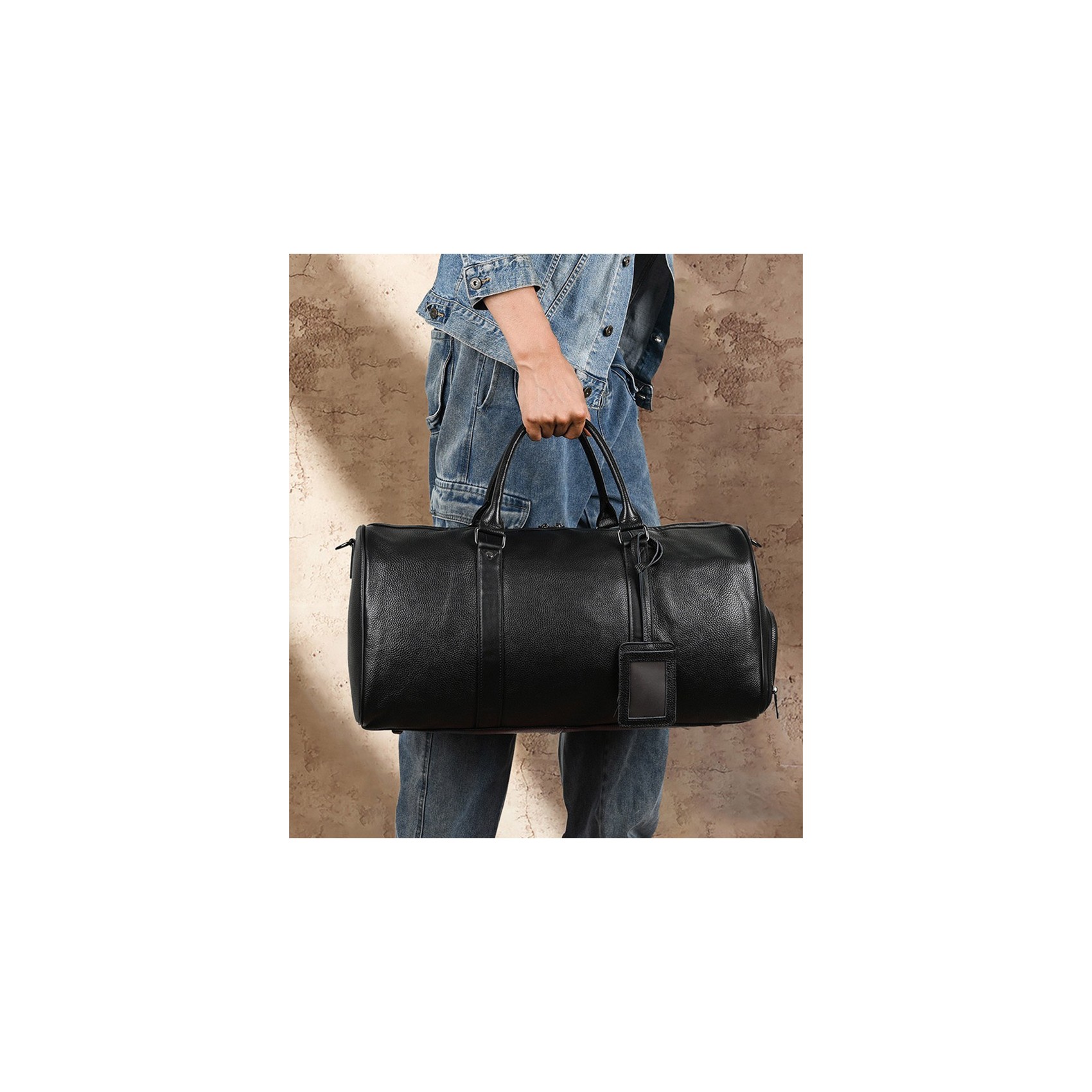 Мужская кожаная дорожная сумка Charles черная