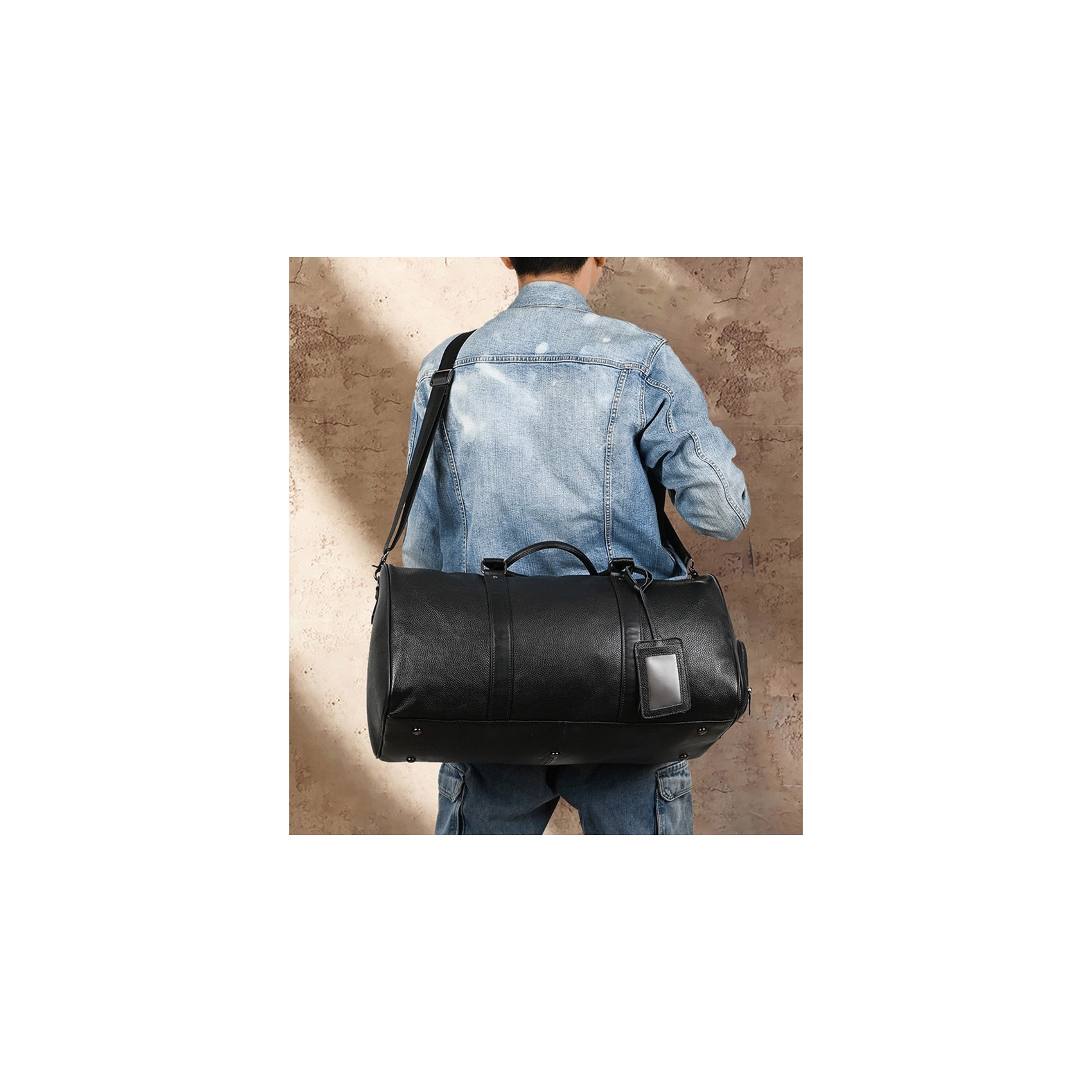 Мужская кожаная дорожная сумка Charles черная