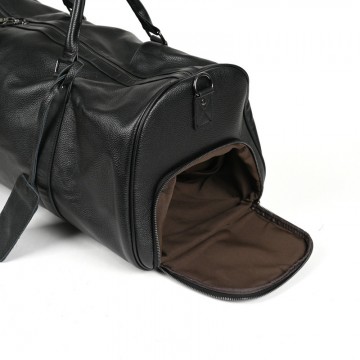 Чоловіча шкіряна дорожня сумка Charles чорна фото