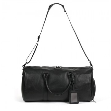 Мужская кожаная дорожная сумка Charles черная фото