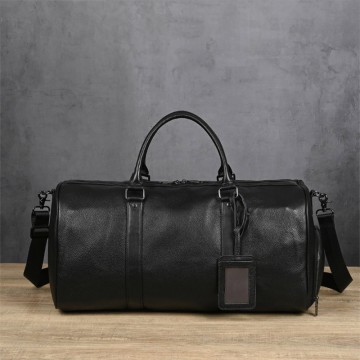Мужская кожаная дорожная сумка Charles черная фото