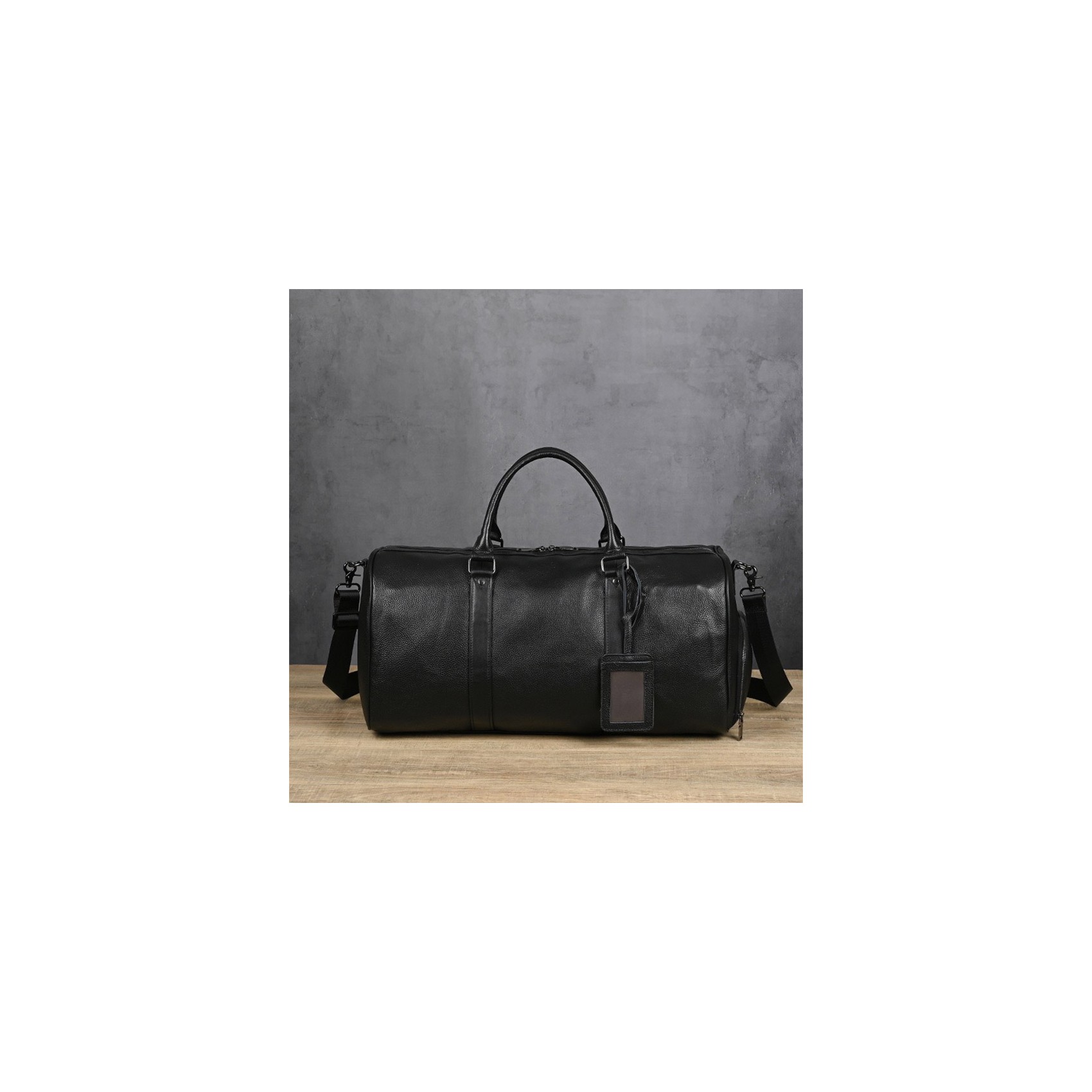 Чоловіча шкіряна дорожня сумка Charles чорна