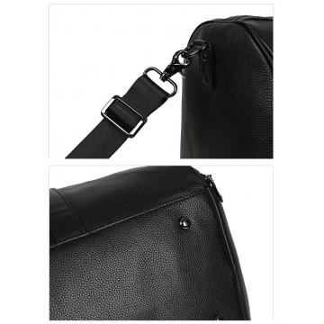 Чоловіча шкіряна дорожня сумка Charles чорна фото